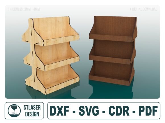 3 Shelf Display Stand Laser Cut Svg File