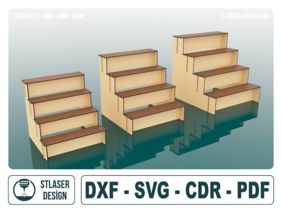 4 Shelf Display Stand Laser Cut Svg File