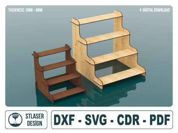 4 Shelf Display Stand Svg Files for Laser Cutting Stands