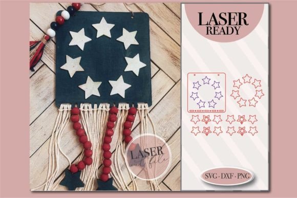 American Flag Macrame SVG File for Laser Cutting and Wall Decor