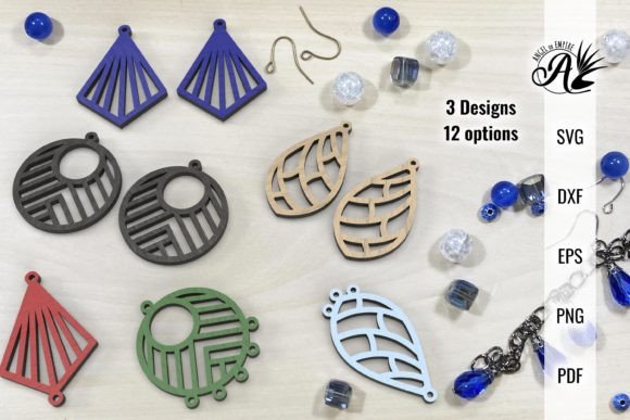 Art Deco Earrings for Laser Cutting and Digital Sales