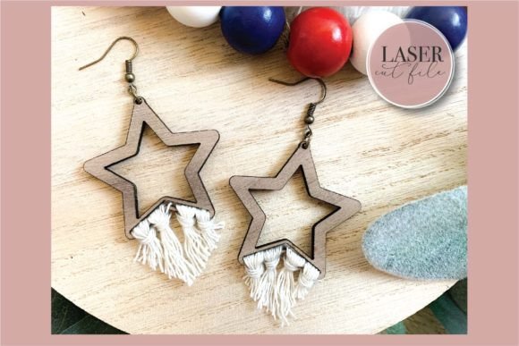 Boho Macrame Earrings SVG for Laser Cutting and Earrings