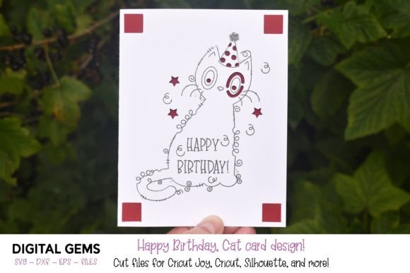 Cricut Joy SVG Cat Happy Birthday Graphics for Crafts