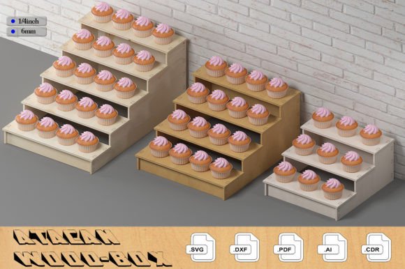Cupcake Display Stand Wood Shelves 320