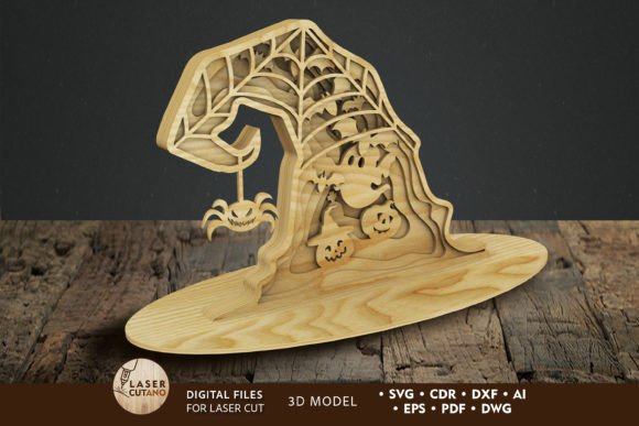 Halloween Hat Laser Cut Template for Ornaments