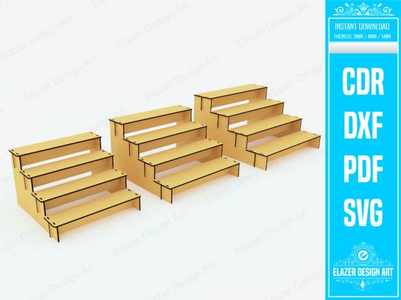 Laser Cut 4 Shelf Display Stand Svg File
