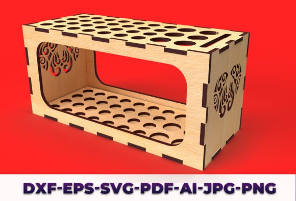 Pencil Holder with Scale Organizer Svg09 for Laser Cutting Stands